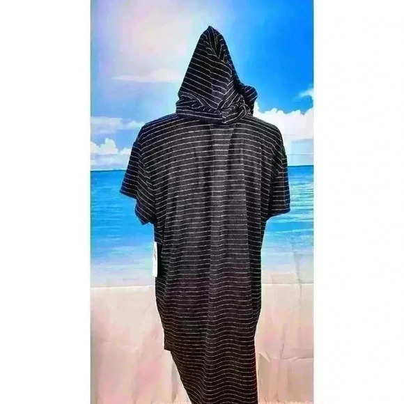 BLACK HOODIE Beach Cover Up NWT Time & Tru STRETCH Tunic Dress Swim suit - Picture 5 of 8